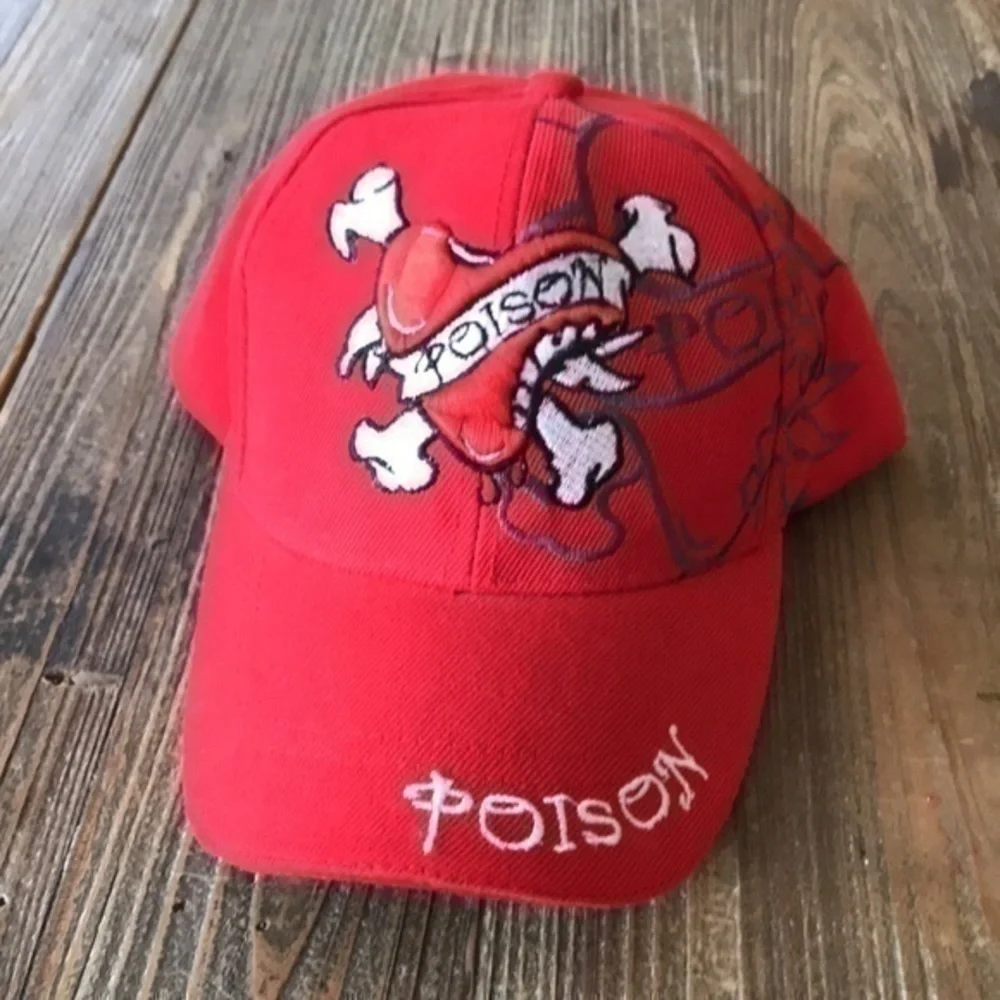 Poison Hat Red Embroidered size circumference around 21”